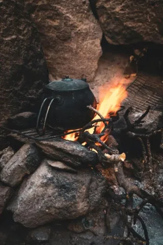 Campfire with a pot